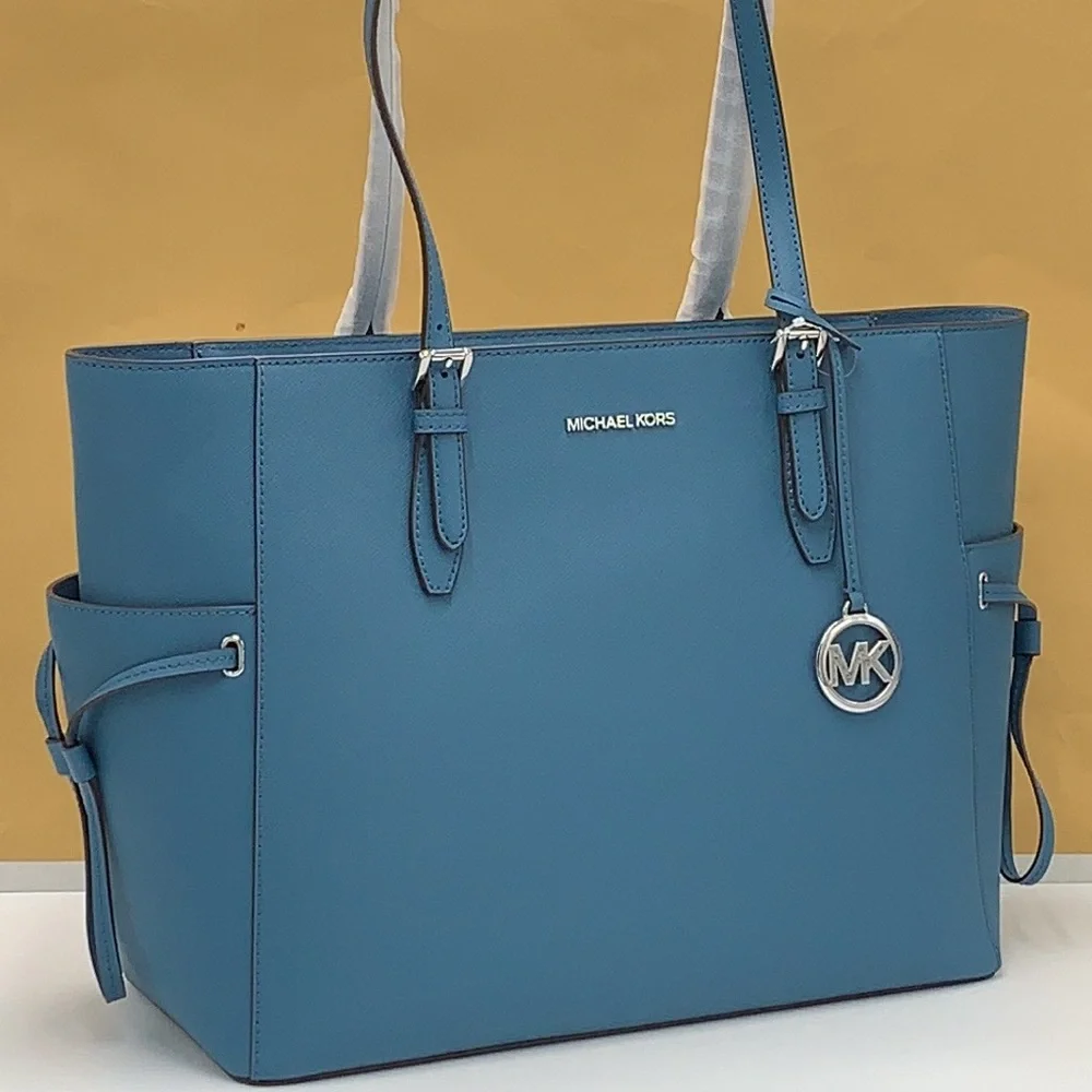 MICHAEL KORS Gilly Large Saffiano Leather Tote Bag TEAL COLOR